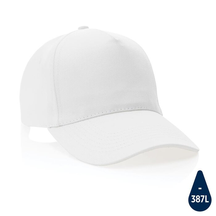 Impact 5 panel 280gr recycled katoenen cap met AWARE™ tracer-geel