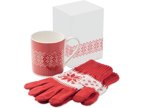 Winter gift mug and gloves set