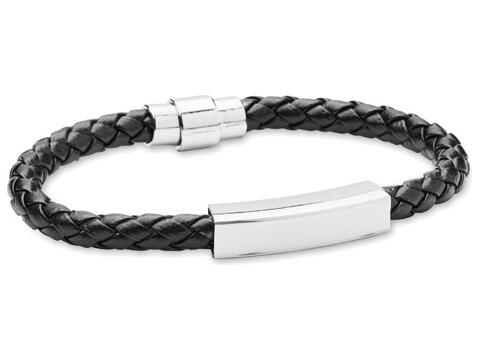 Braided faux leather bracelet - 18 cm.