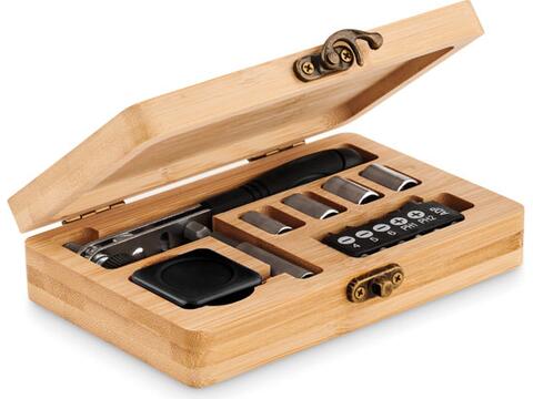 13 piece tool set, bamboo case
