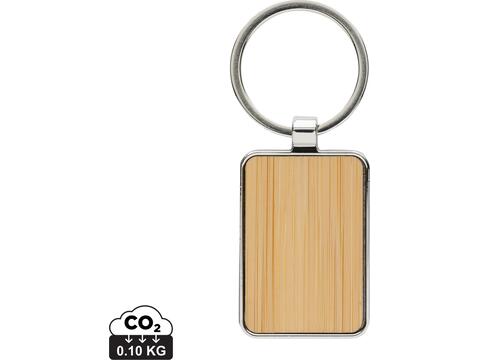 RCS recycled zinc alloy rectangle keychain with bamboo