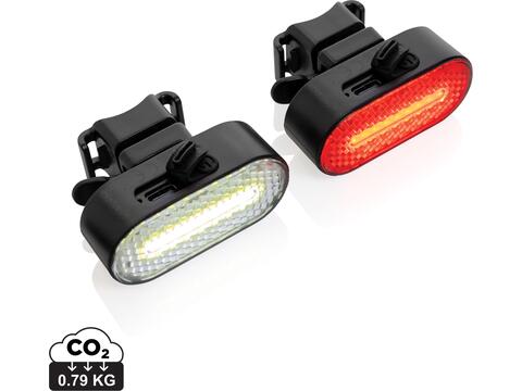 Lumino RCS recycled plastic USB re-chargeable bike light set