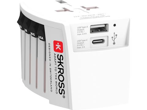 SKROSS World Travel Adapter MUV 2-pole with USB A and C