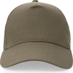 Impact 5 panel 190gr gerecycled katoenen cap met AWARE™ trac-groen voorzijde