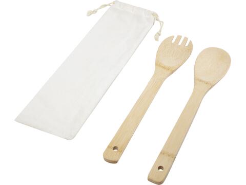 Endiv saladelepel en vork van bamboe