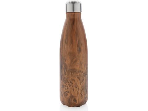 Vacuüm roestvrijstalen fles met houtdessin - recht